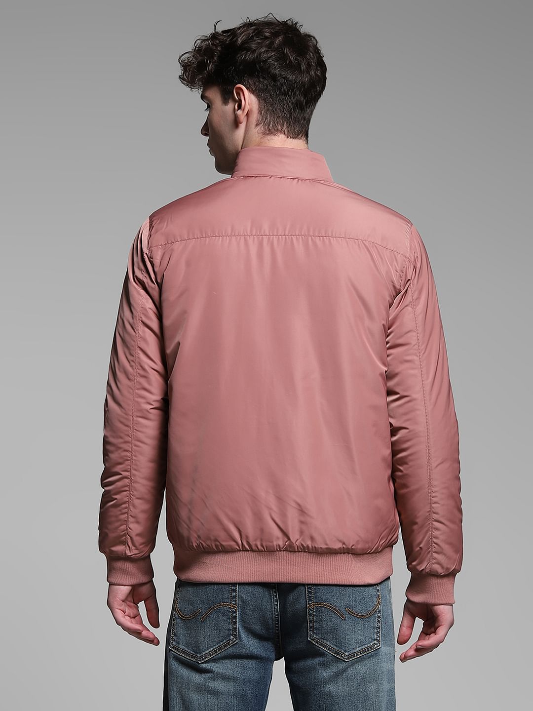 Pink Reversible High Neck Bomber Jacket