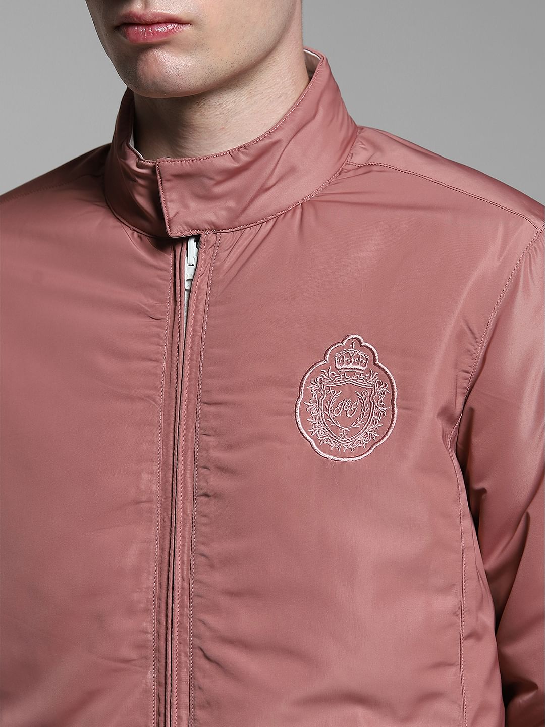 Pink Reversible High Neck Bomber Jacket