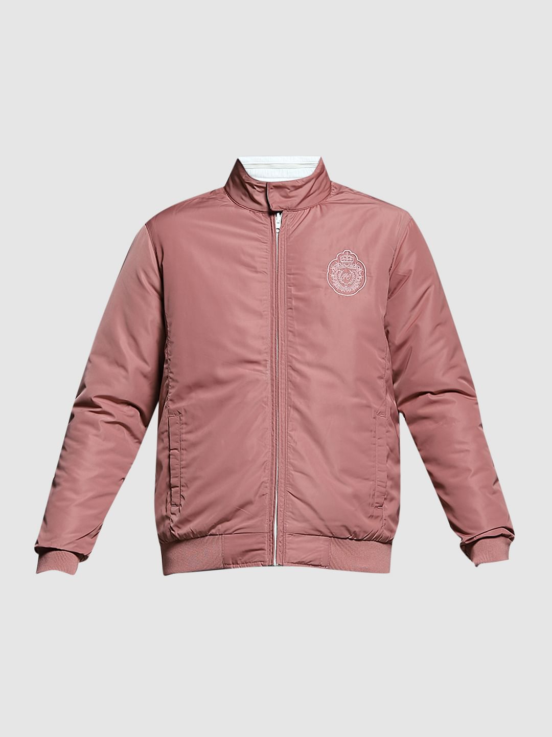 Pink Reversible High Neck Bomber Jacket