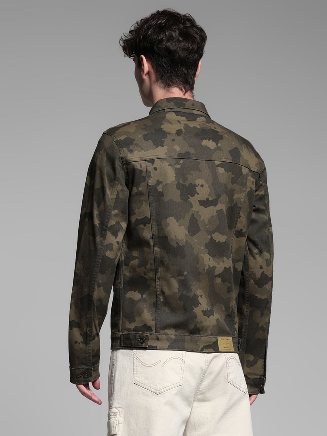 Olive Green Camo Print Jacket