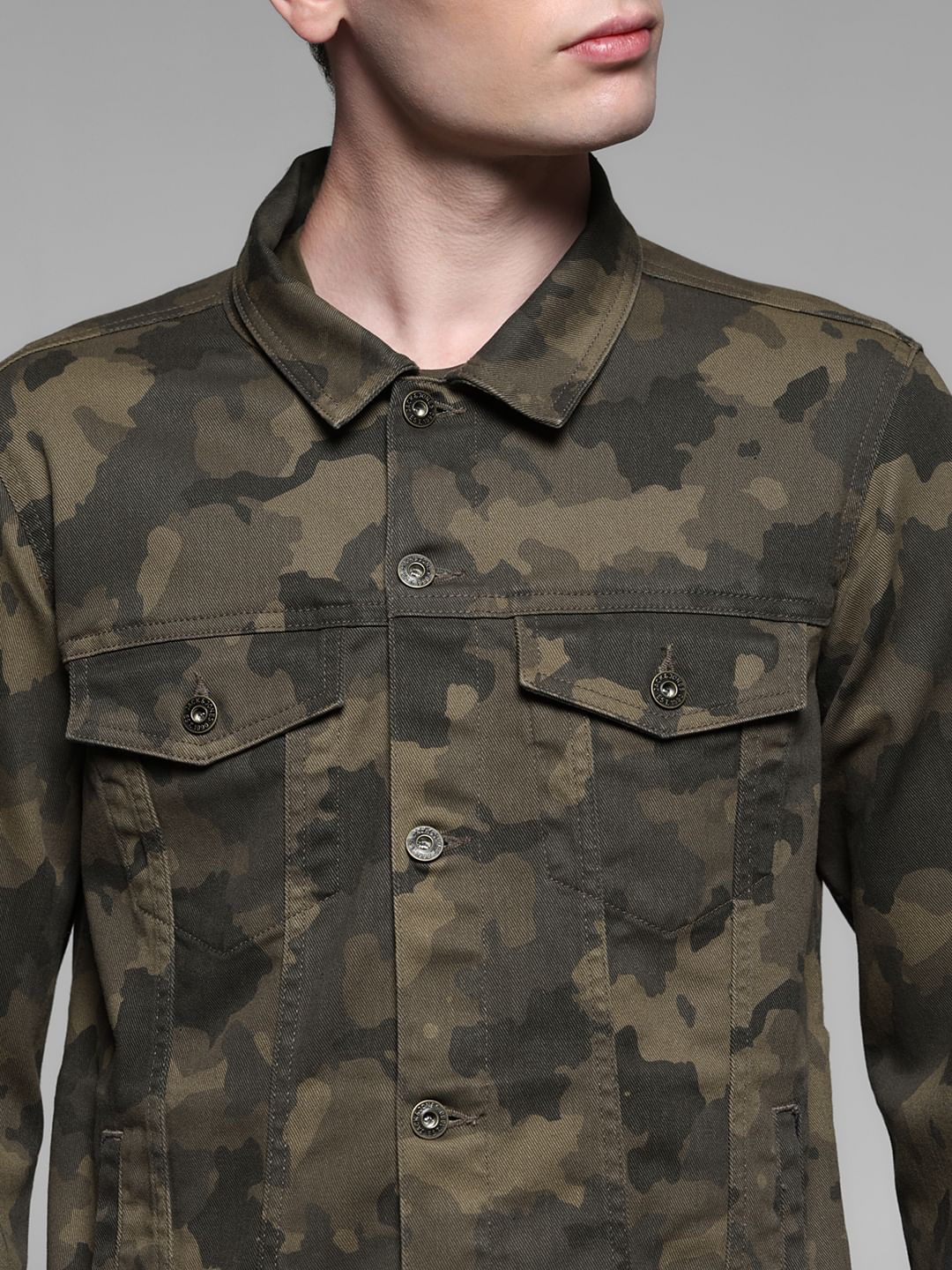 Olive Green Camo Print Jacket