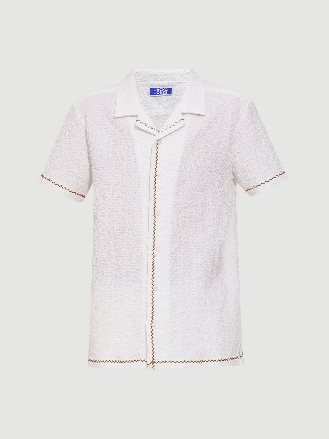 White Embroidered Co-ord Set Shirt