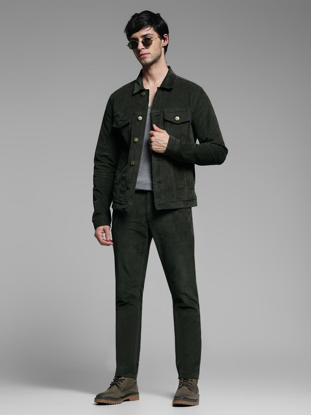 Olive Corduroy Co-ord Set Pants