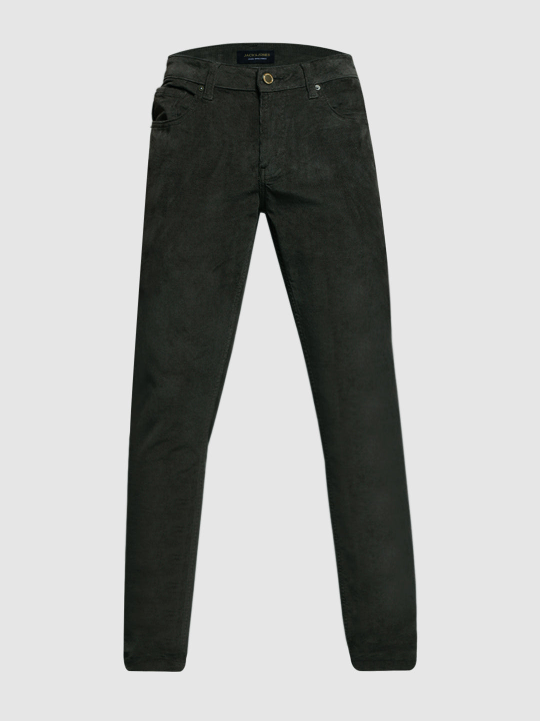 Men Olive Corduroy Chinos With Stretch, Regular Fit