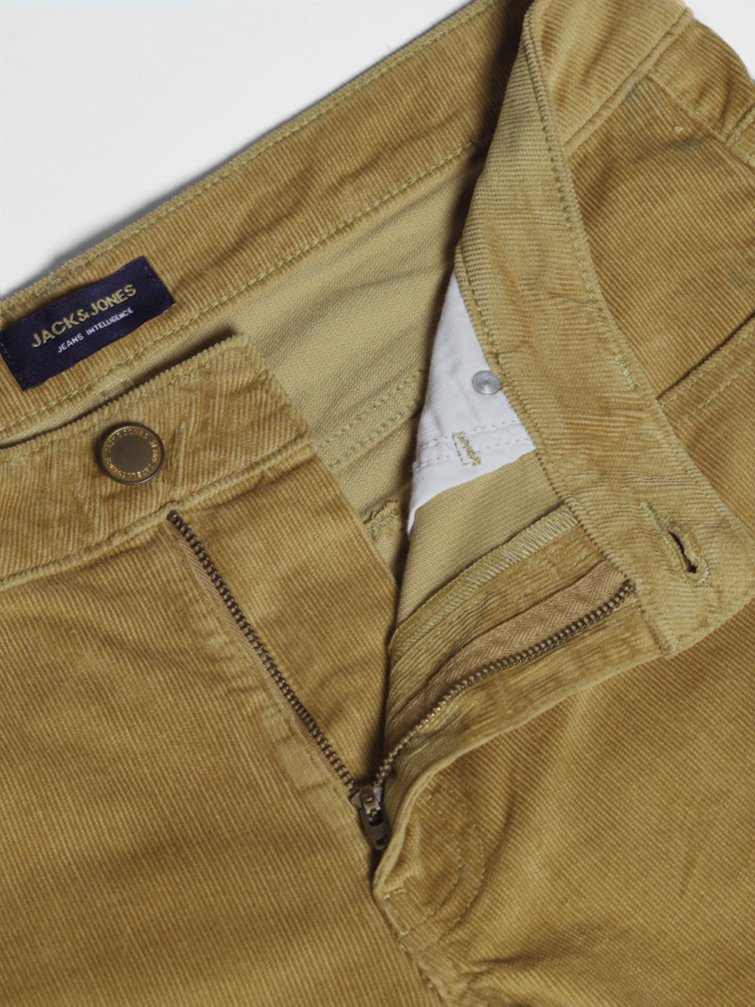 Men's Green Corduroy Chinos Regular Fit Low Rise