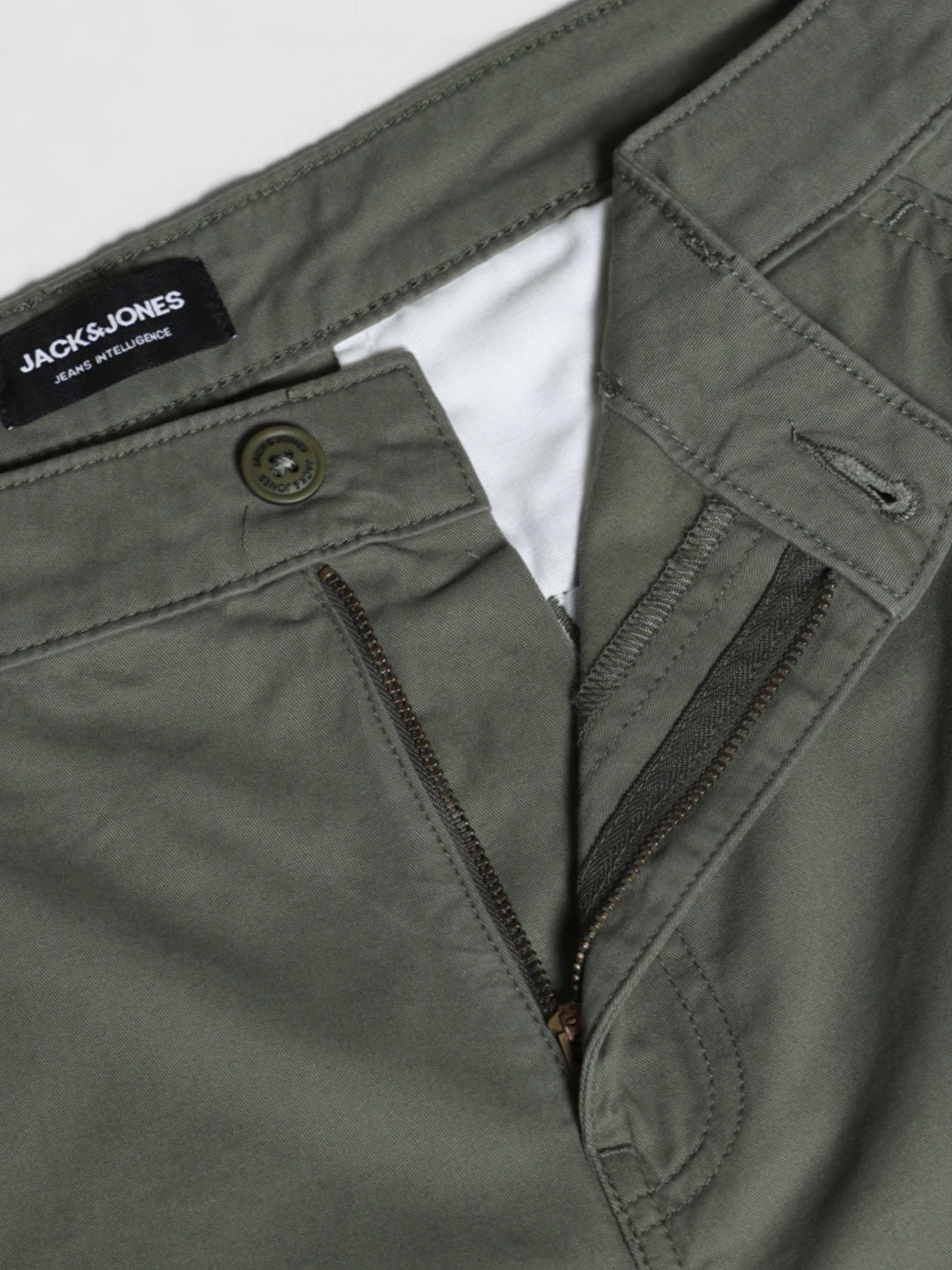 Green Mid Rise Cotton Cargo Pants