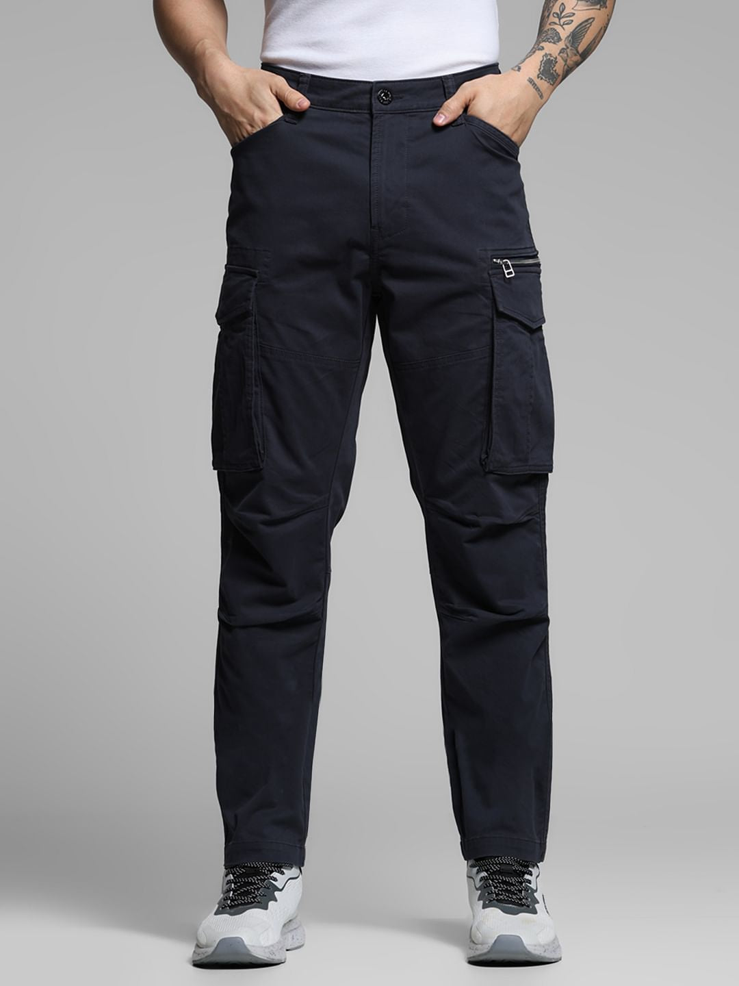Navy Blue High Rise Cargos