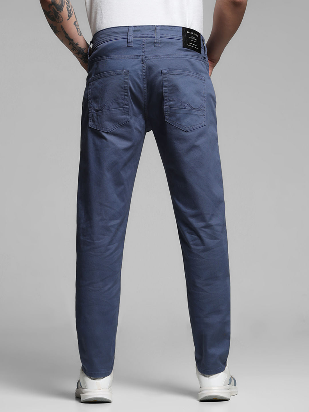 Dark Blue Twill Slim Fit Pants