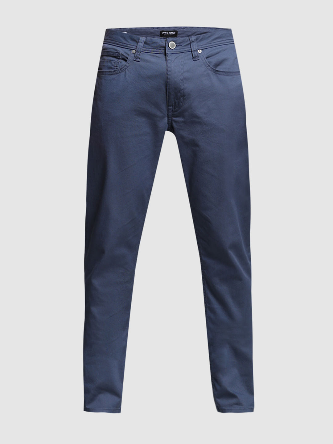 Dark Blue Twill Slim Fit Pants