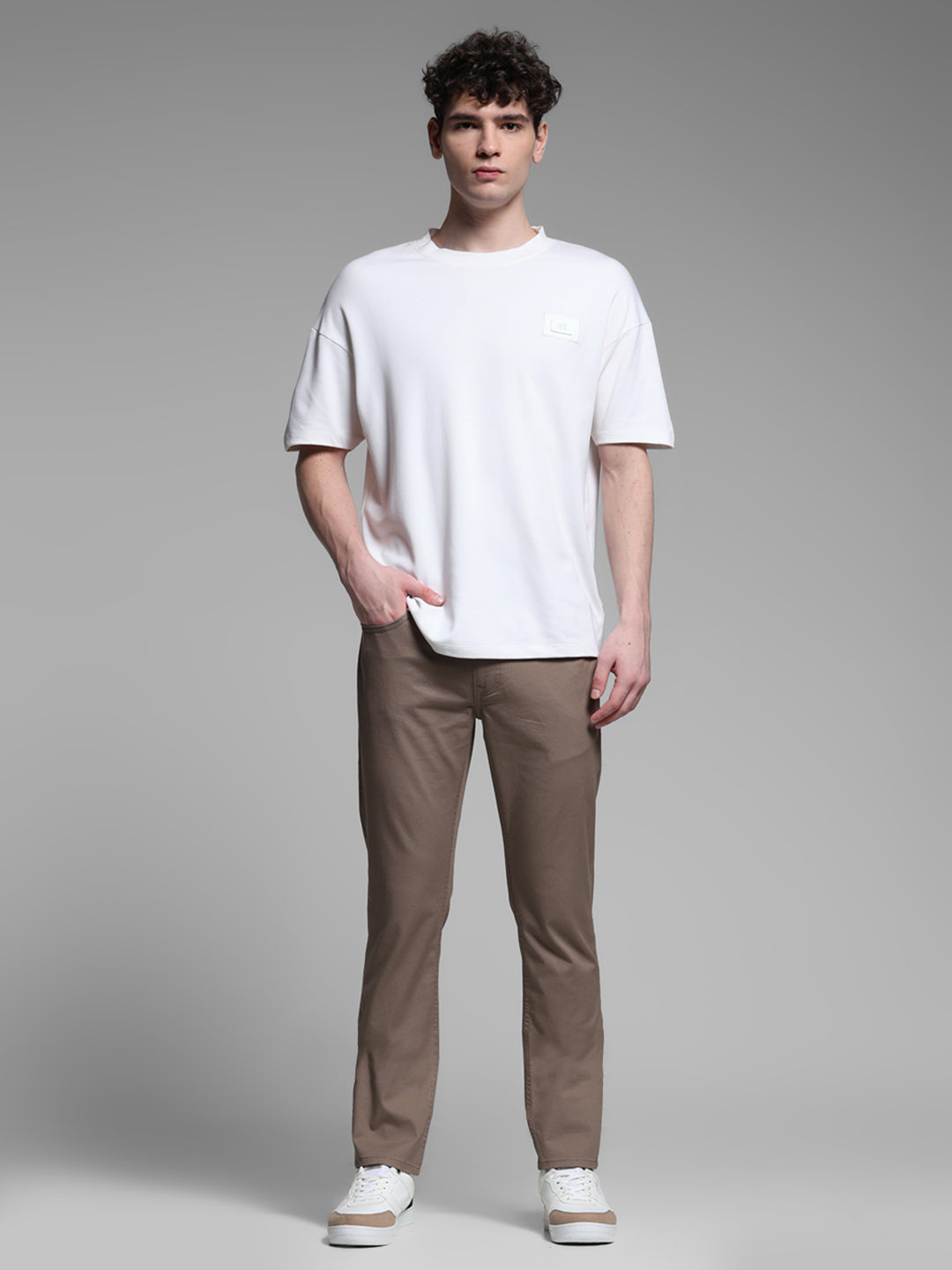 Brown Twill Regular Fit Pants