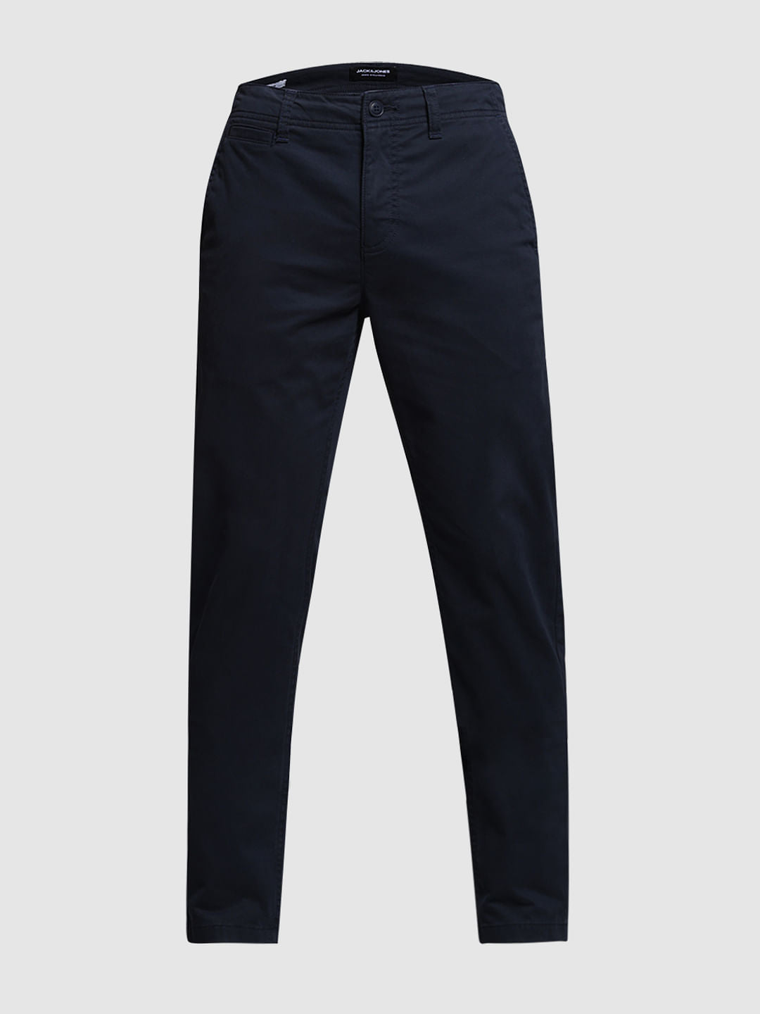 Navy Blue Mid Rise Twill Pants