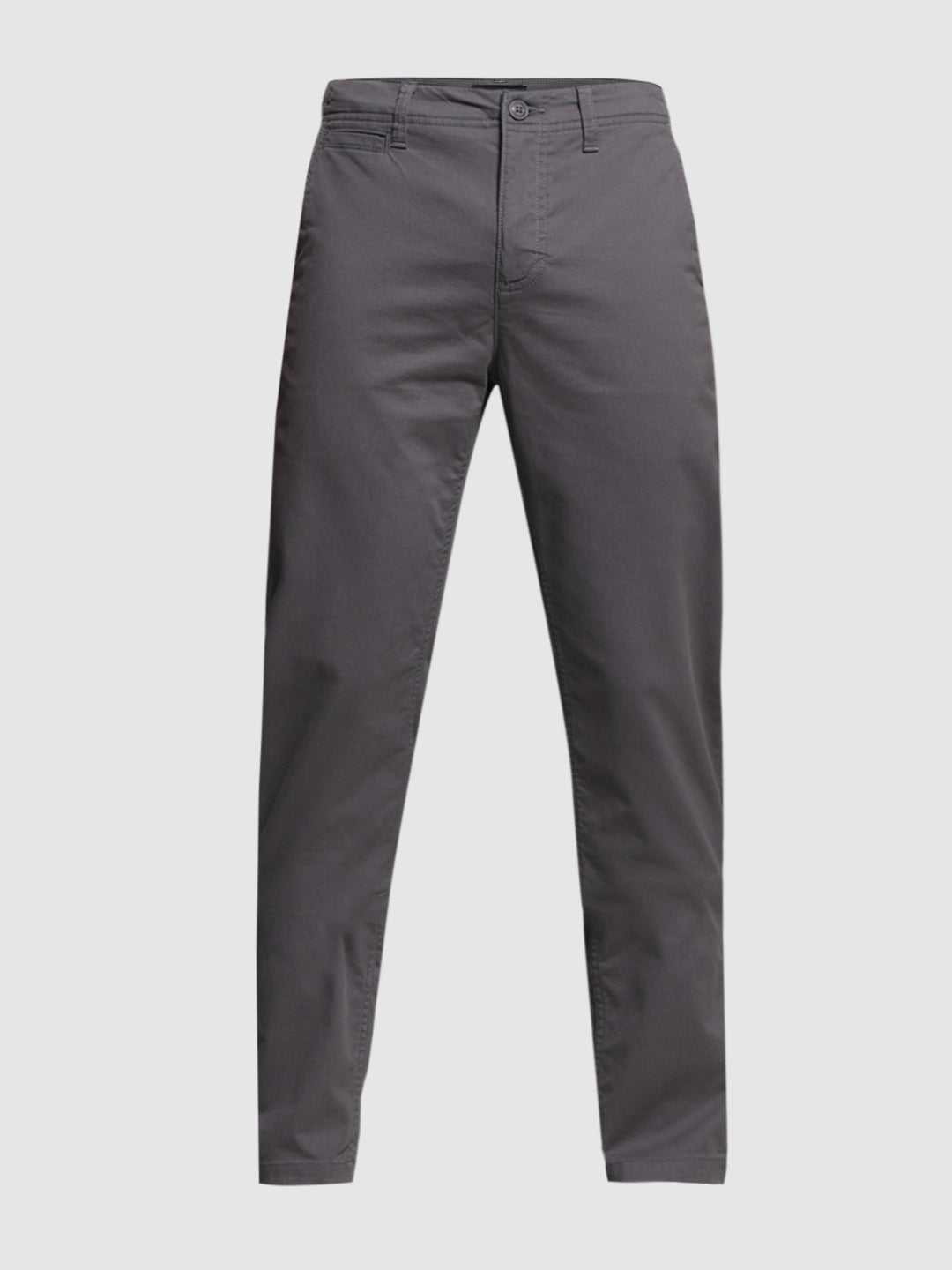 Men's Grey Stretch Cotton Twill Chinos - Regular Fit