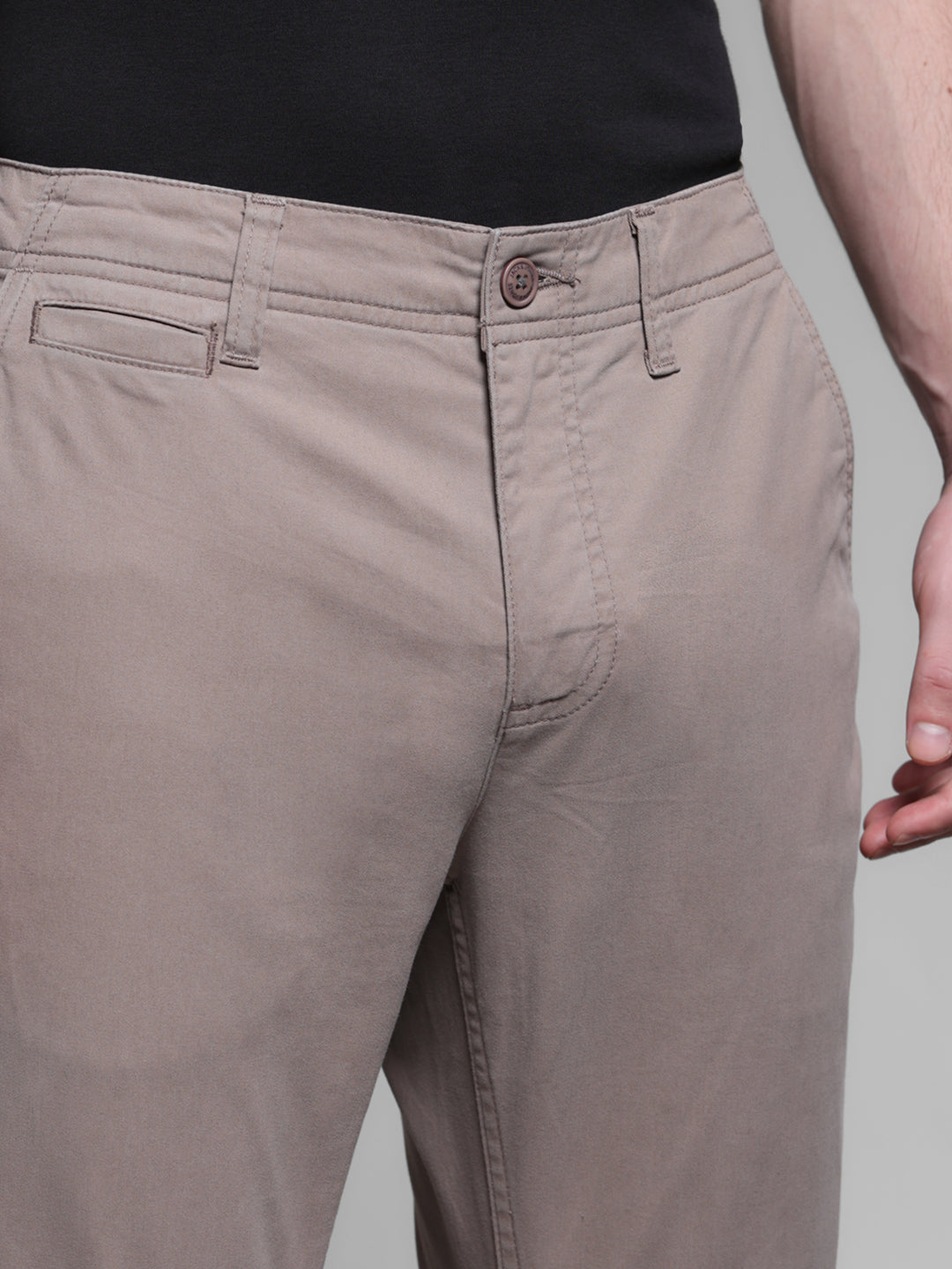 Men's Brown Stretch Cotton Twill Chinos - Regular Fit