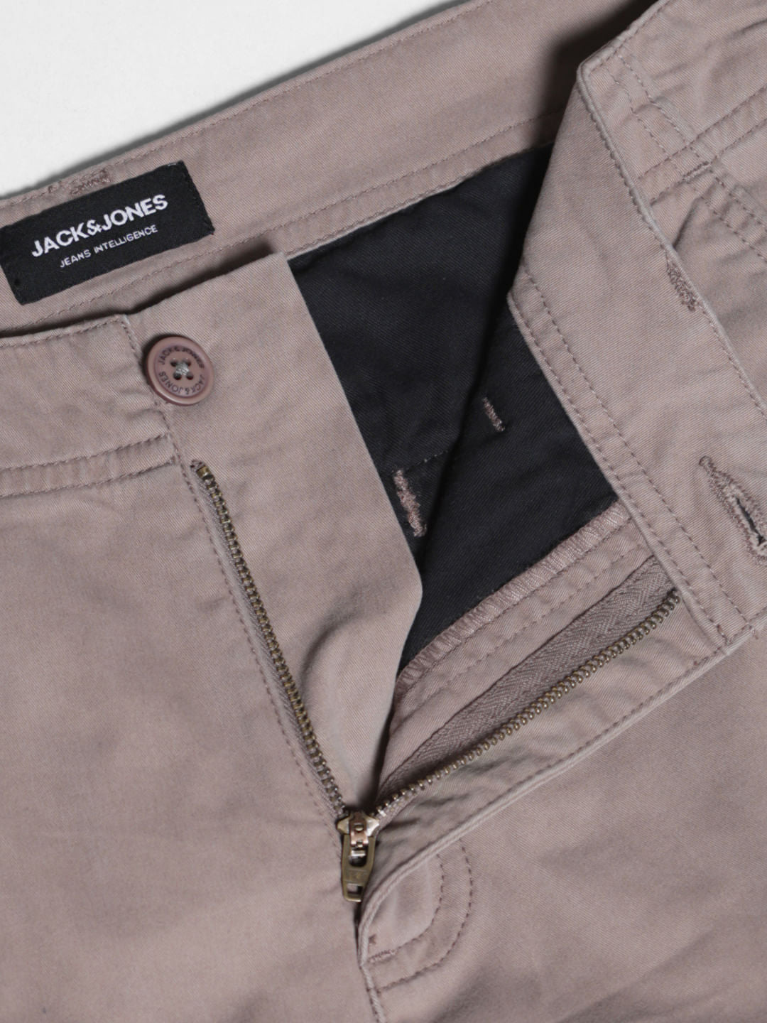 Brown Mid Rise Twill Pants