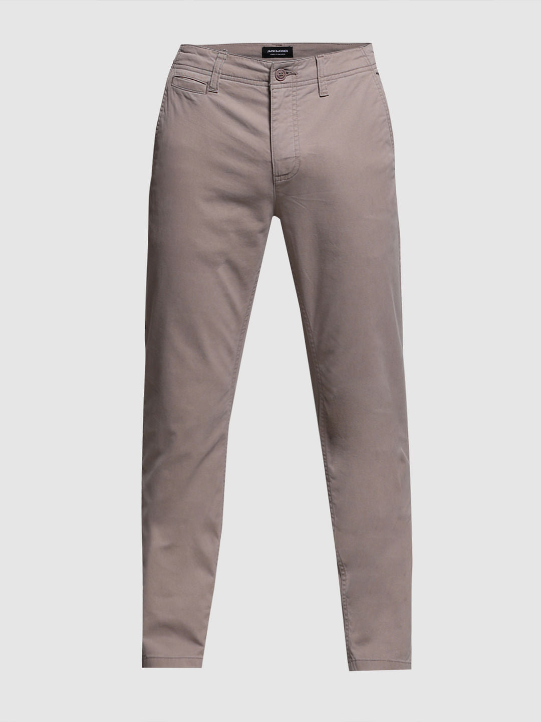 Brown Mid Rise Twill Pants