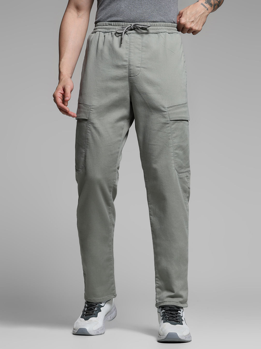 Grey High Rise Knitted Cargos