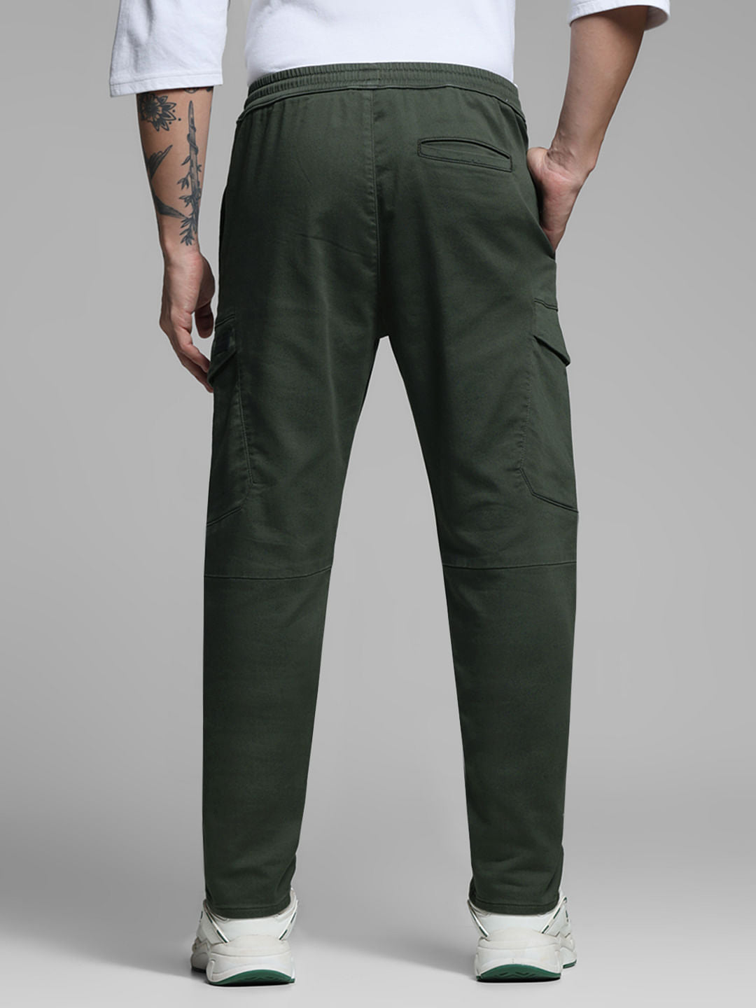 Olive Green Mid Rise Knitted Cargos