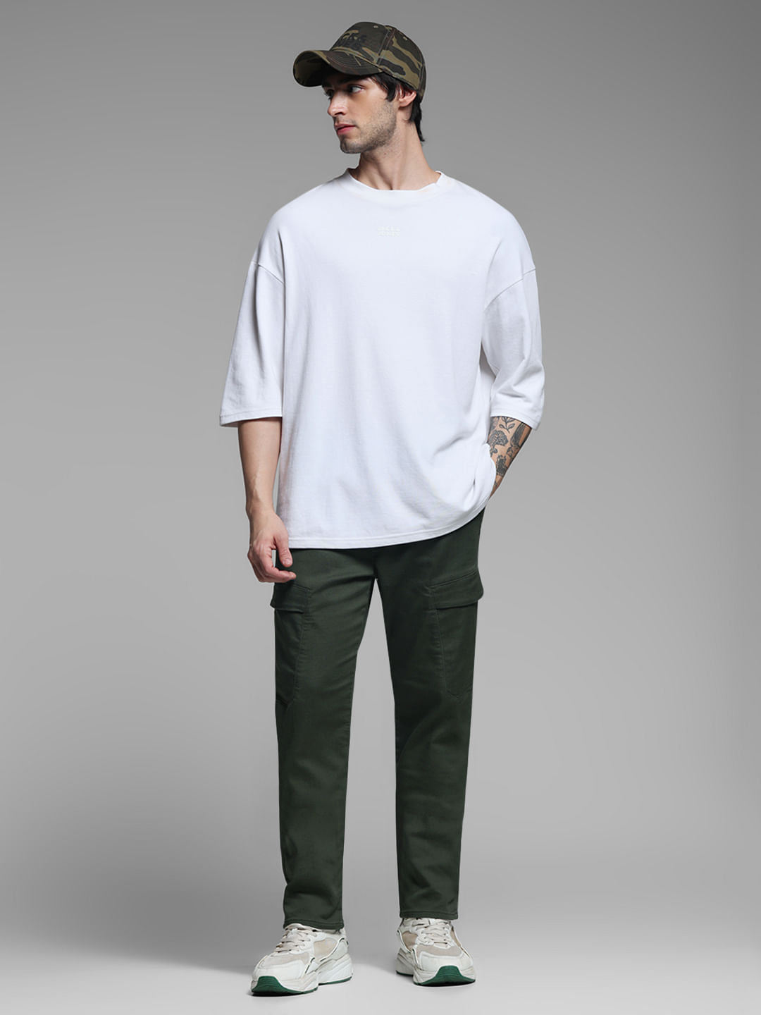 Olive Green Mid Rise Knitted Cargos