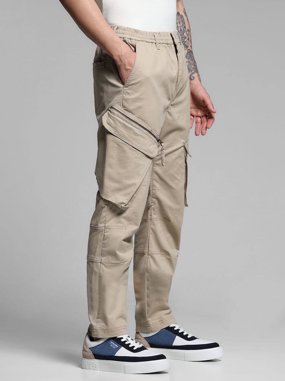 Beige High Rise Anti Fit Cargos