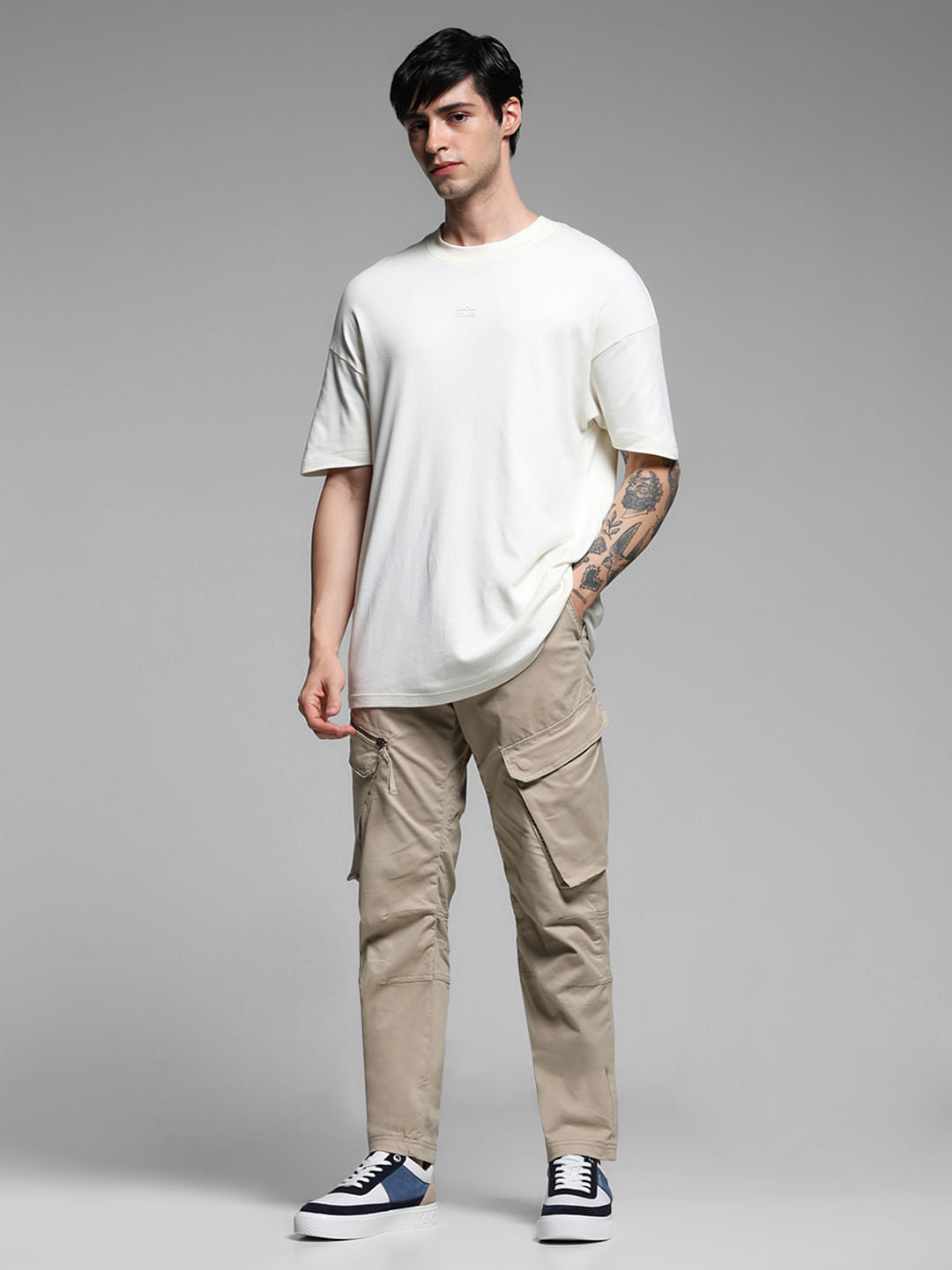 Beige High Rise Anti Fit Cargos