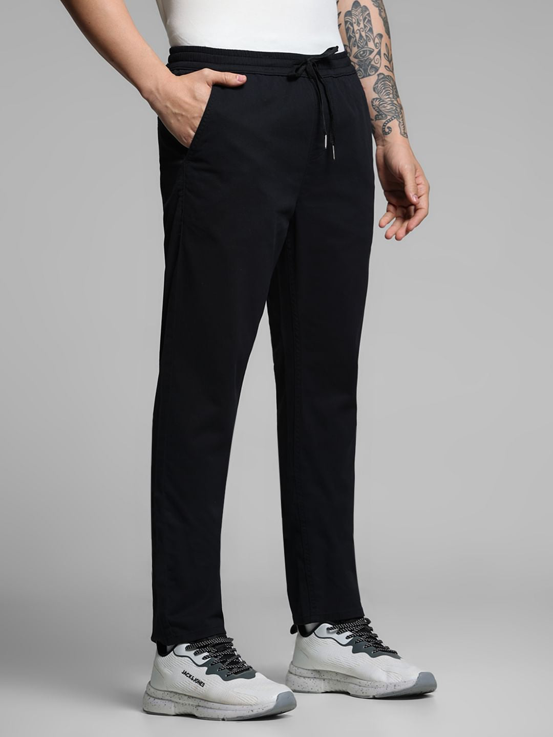 Black Mid Rise Cotton Pants