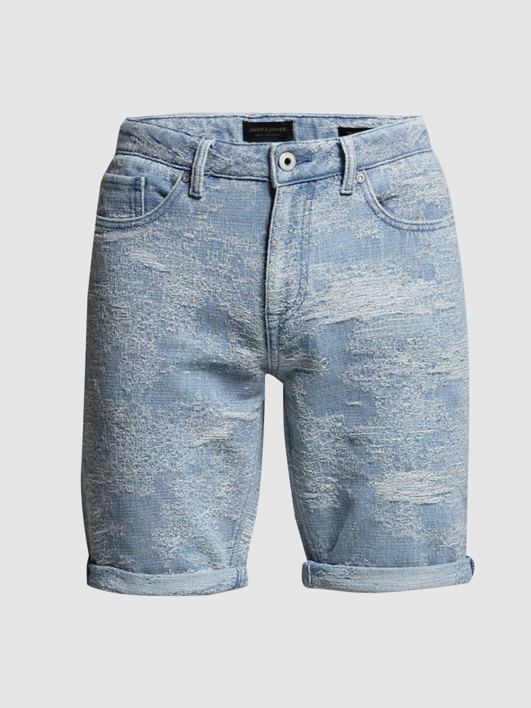 Light Blue Printed Co-ord Set Denim Shorts