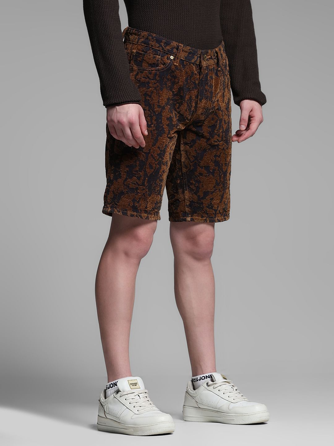 Bronze Brown Abstract Print Co-ord Set Shorts