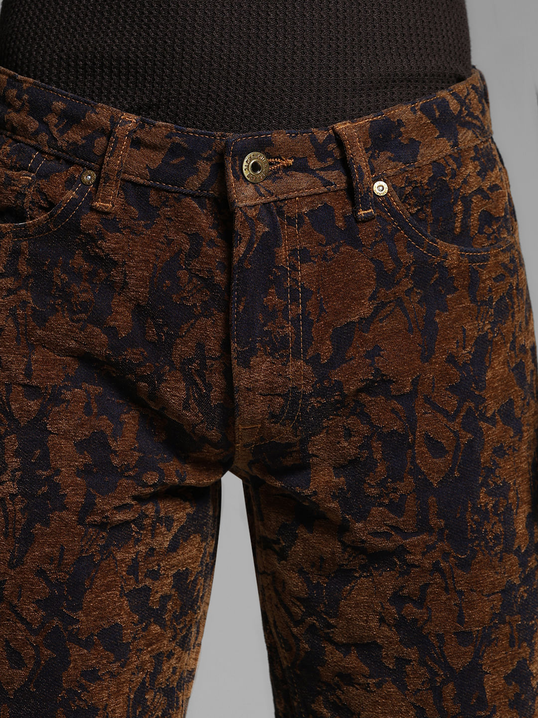 Bronze Brown Abstract Print Co-ord Set Shorts