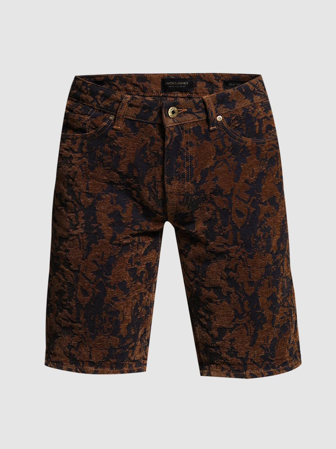 Bronze Brown Abstract Print Co-ord Set Shorts