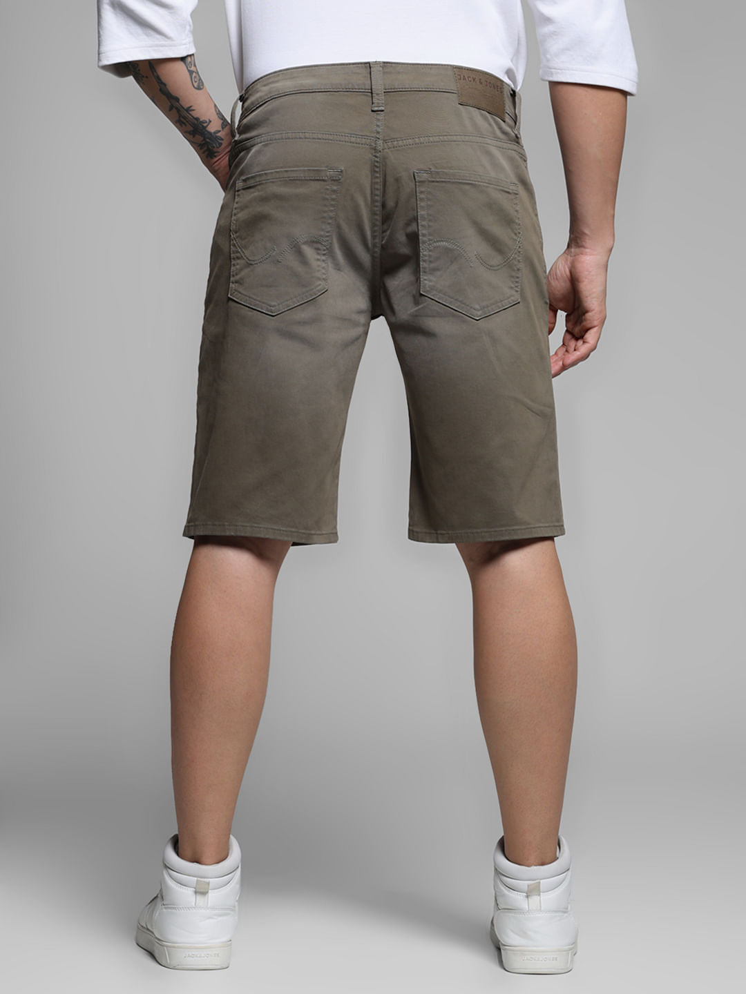Olive Low Rise Denim Shorts