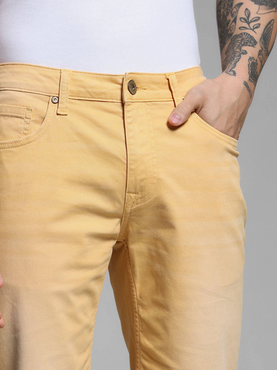 Golden Yellow Low Rise Denim Shorts
