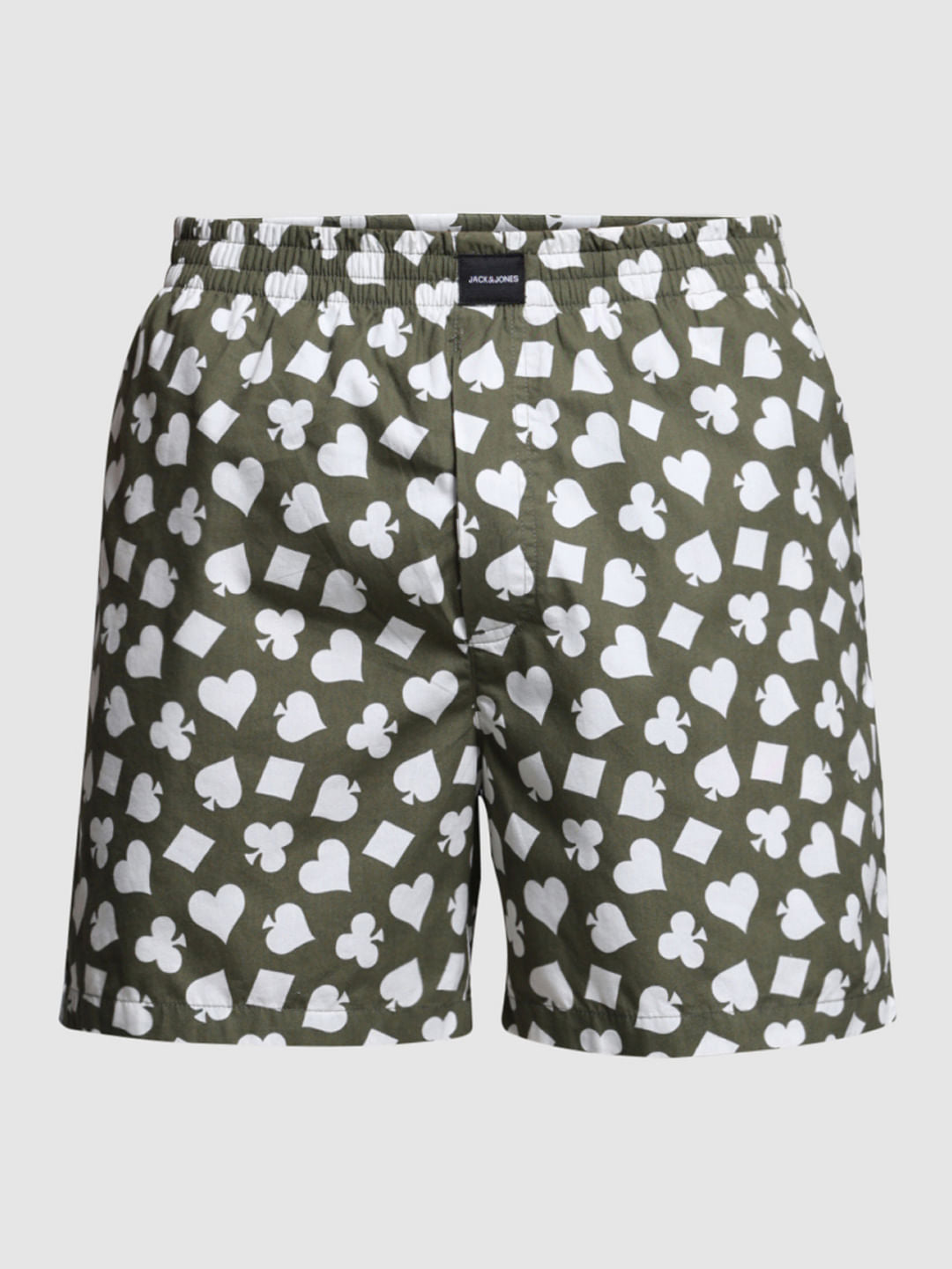 Green Card Print Cotton Boxers