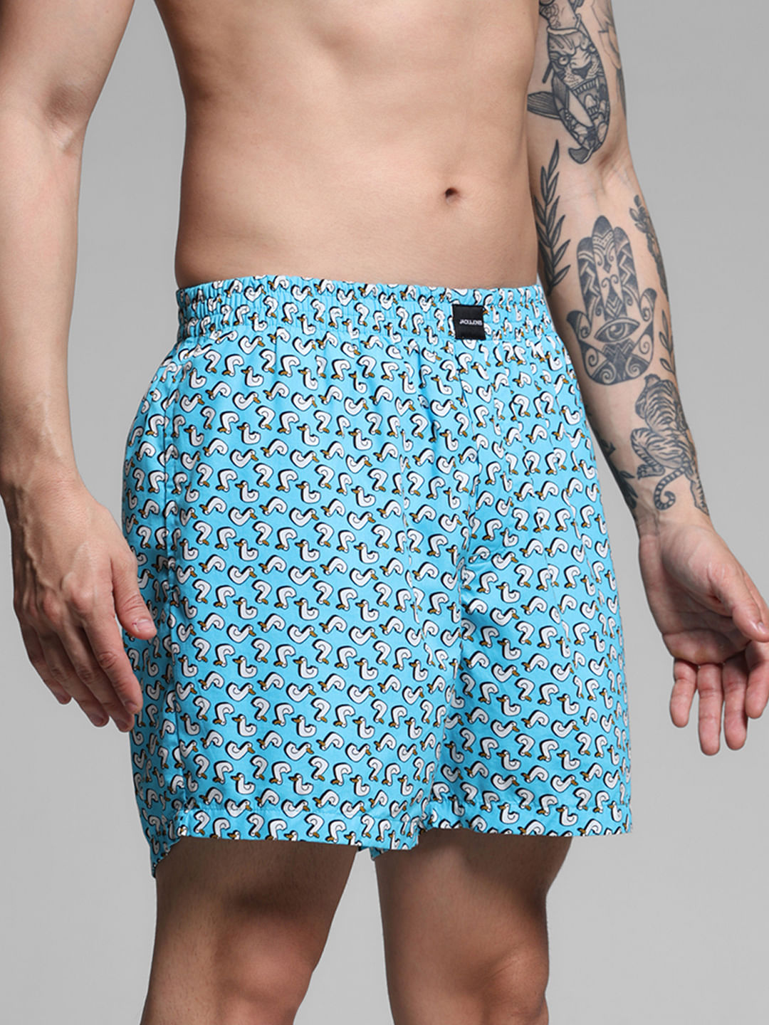 Blue Ducks Print Cotton Boxers