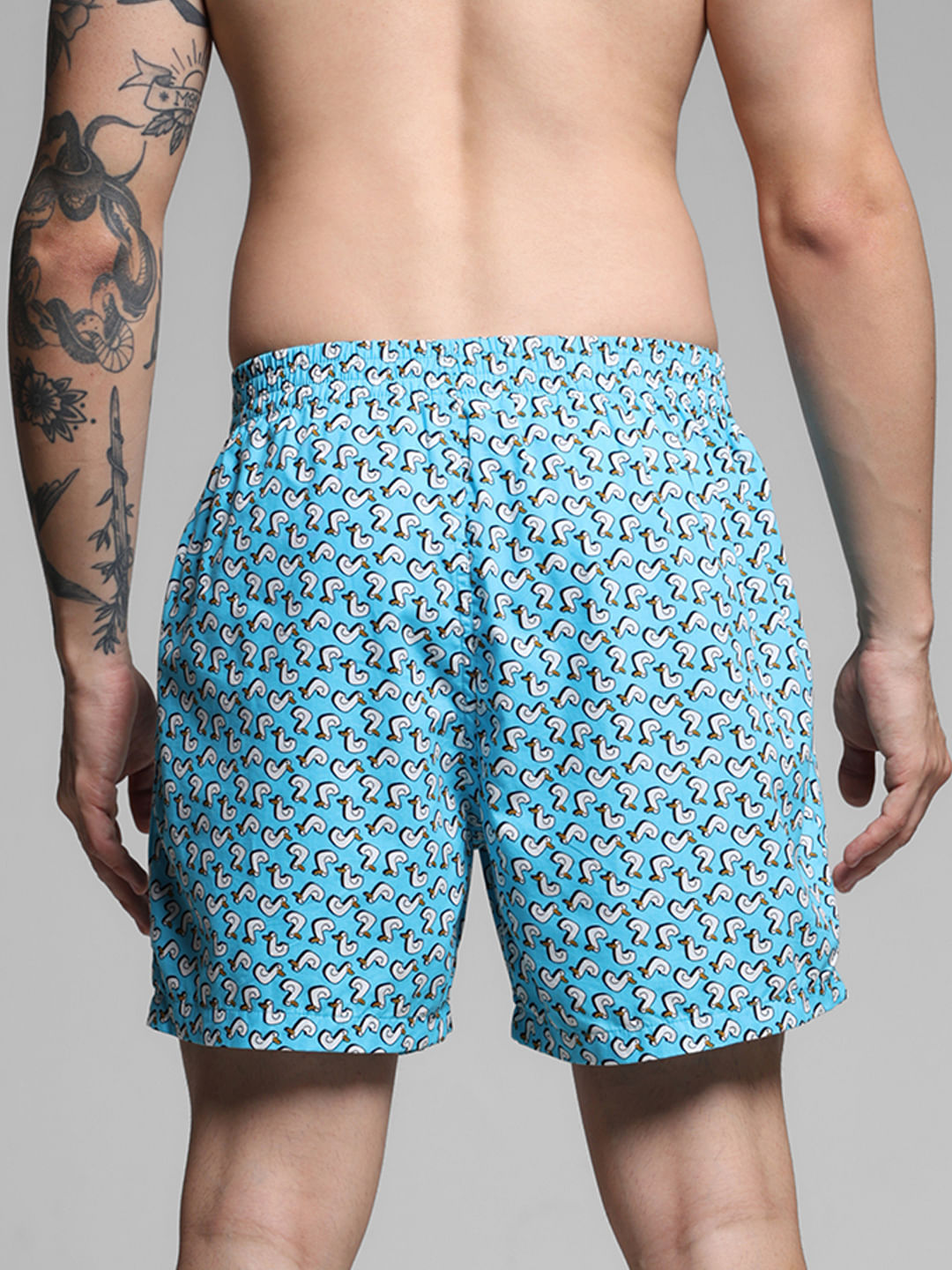 Blue Ducks Print Cotton Boxers
