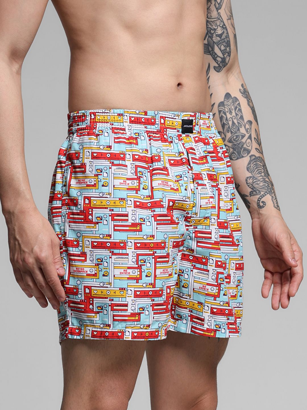 Blue Printed Cotton Boxers