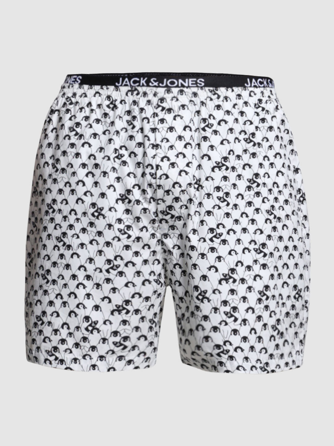 White Penguin Print Cotton Boxers