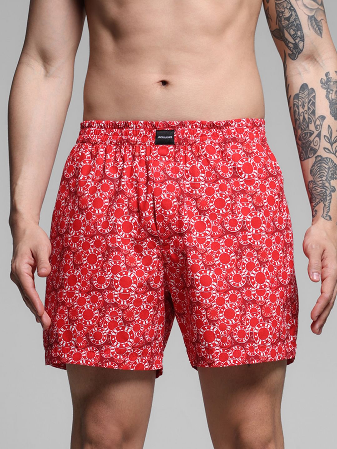 Red Casino Coin Print Cotton Boxers