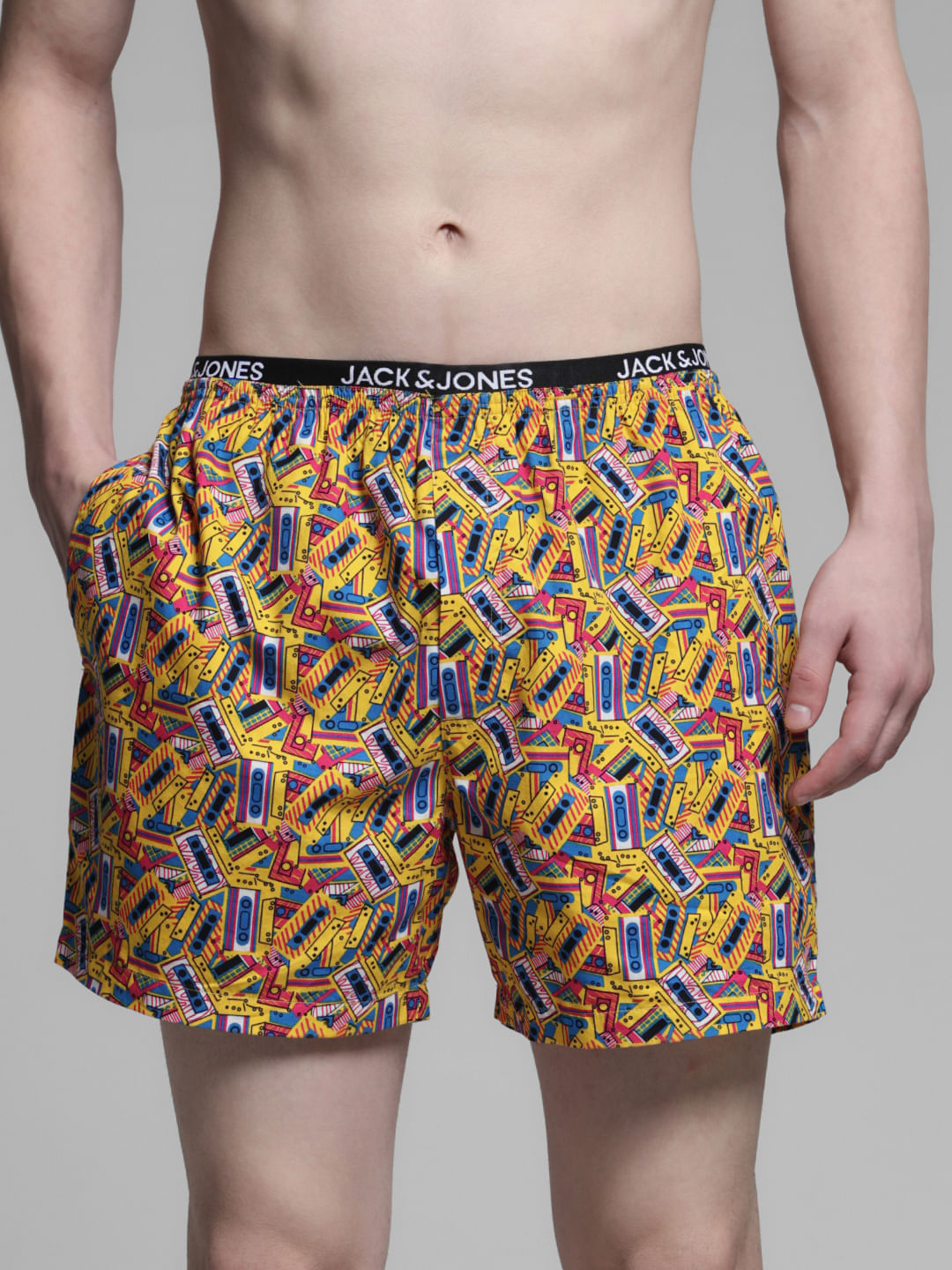 Yellow Cassette Box Print Boxers