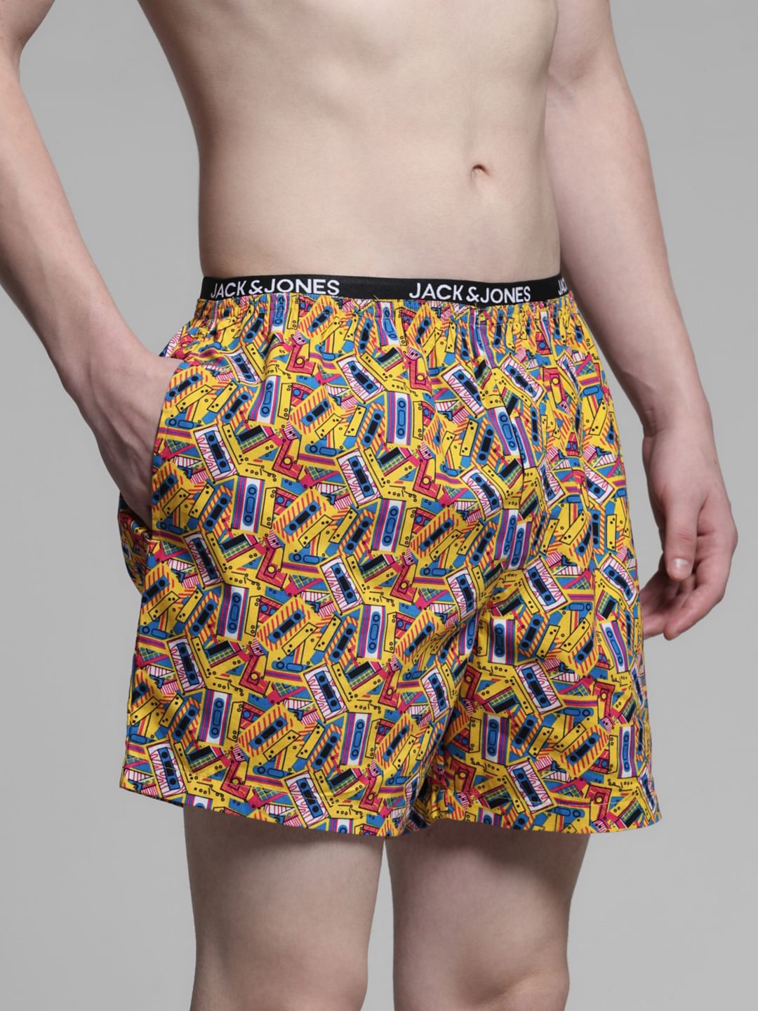 Yellow Cassette Box Print Boxers