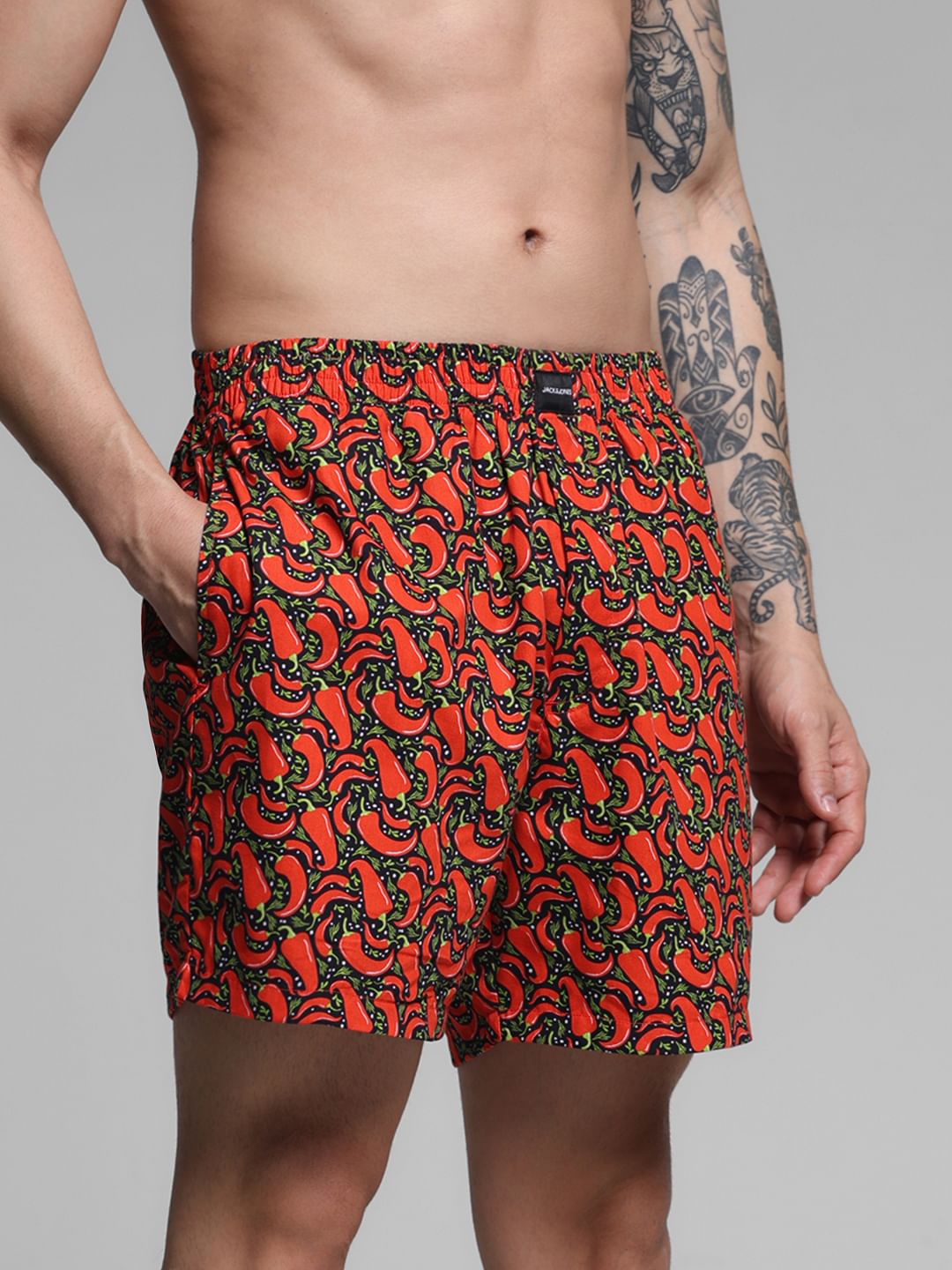 Black Printed Cotton Boxers