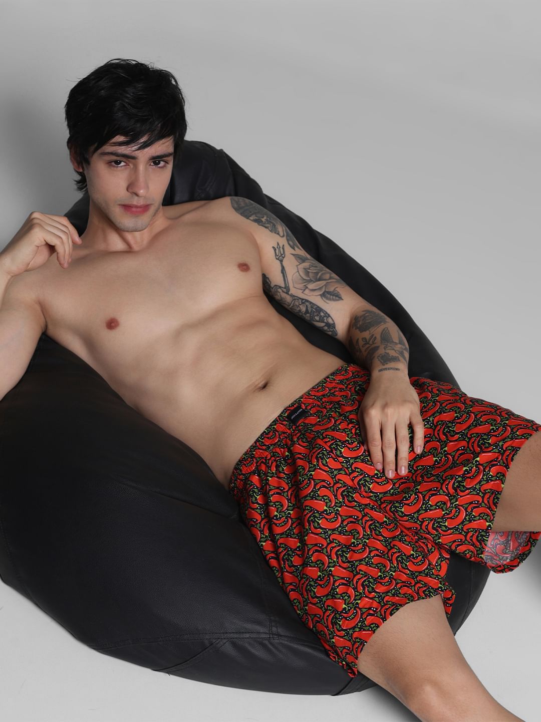 Black Printed Cotton Boxers