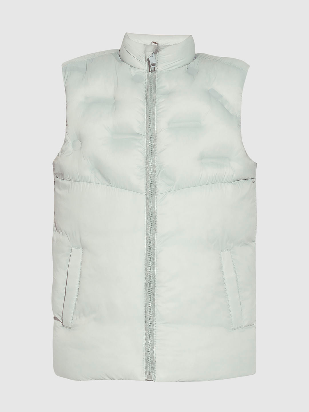 Boys Pearl Blue Sleeveless Puffer Jacket