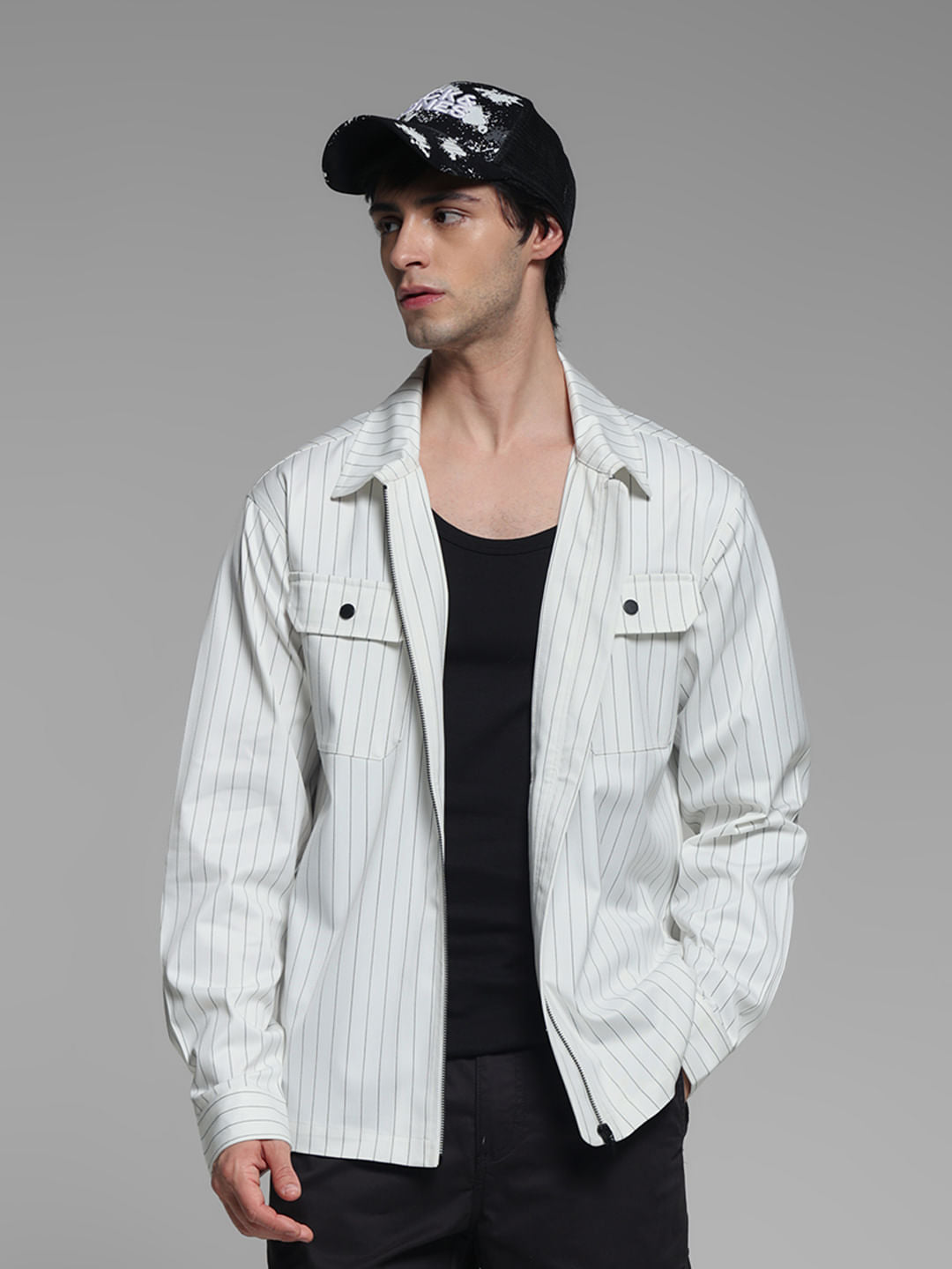 White Striped Oversized Shirt