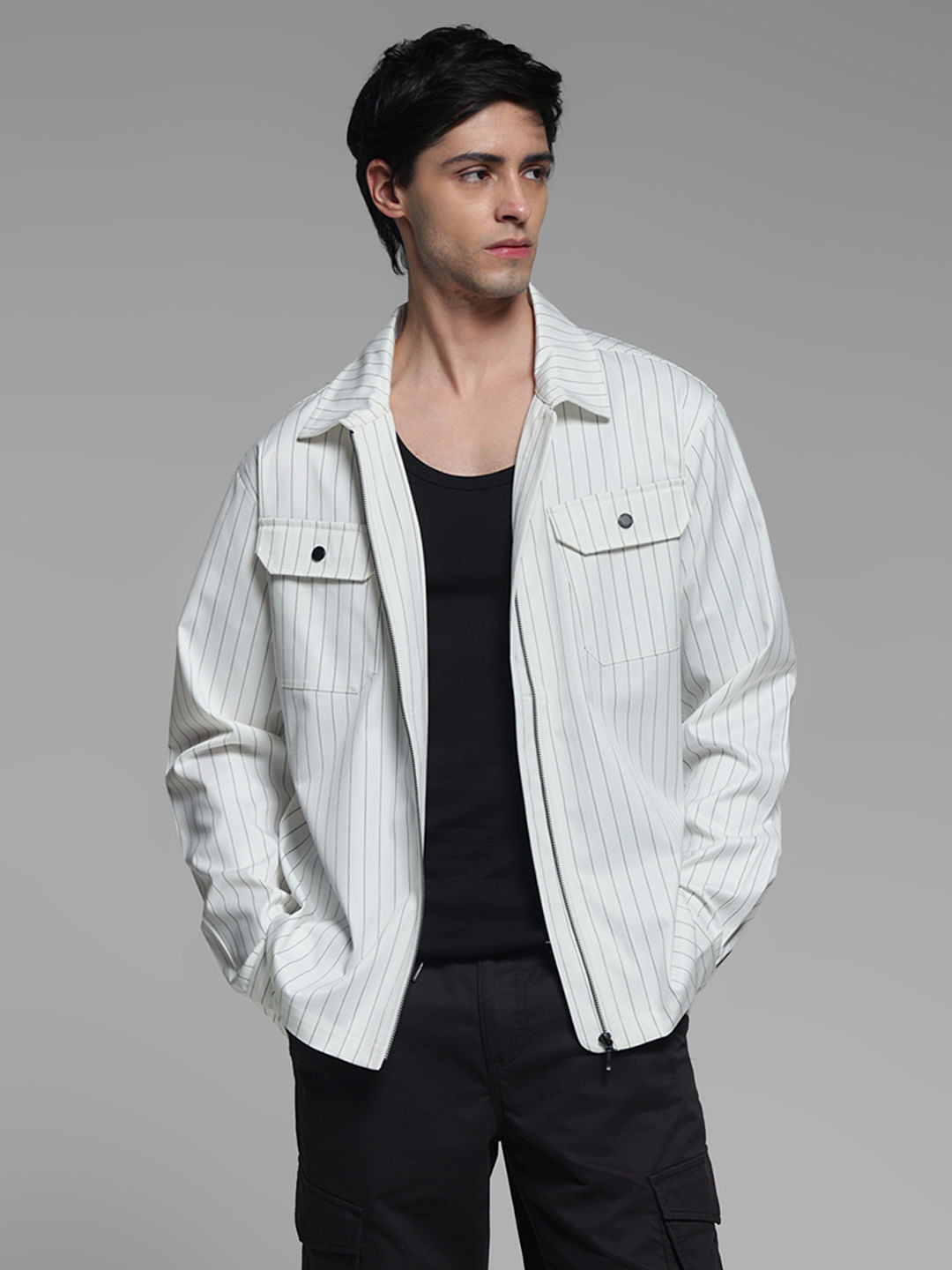 White Striped Oversized Shirt