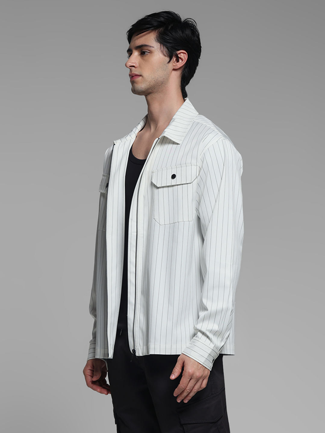 White Striped Oversized Shirt