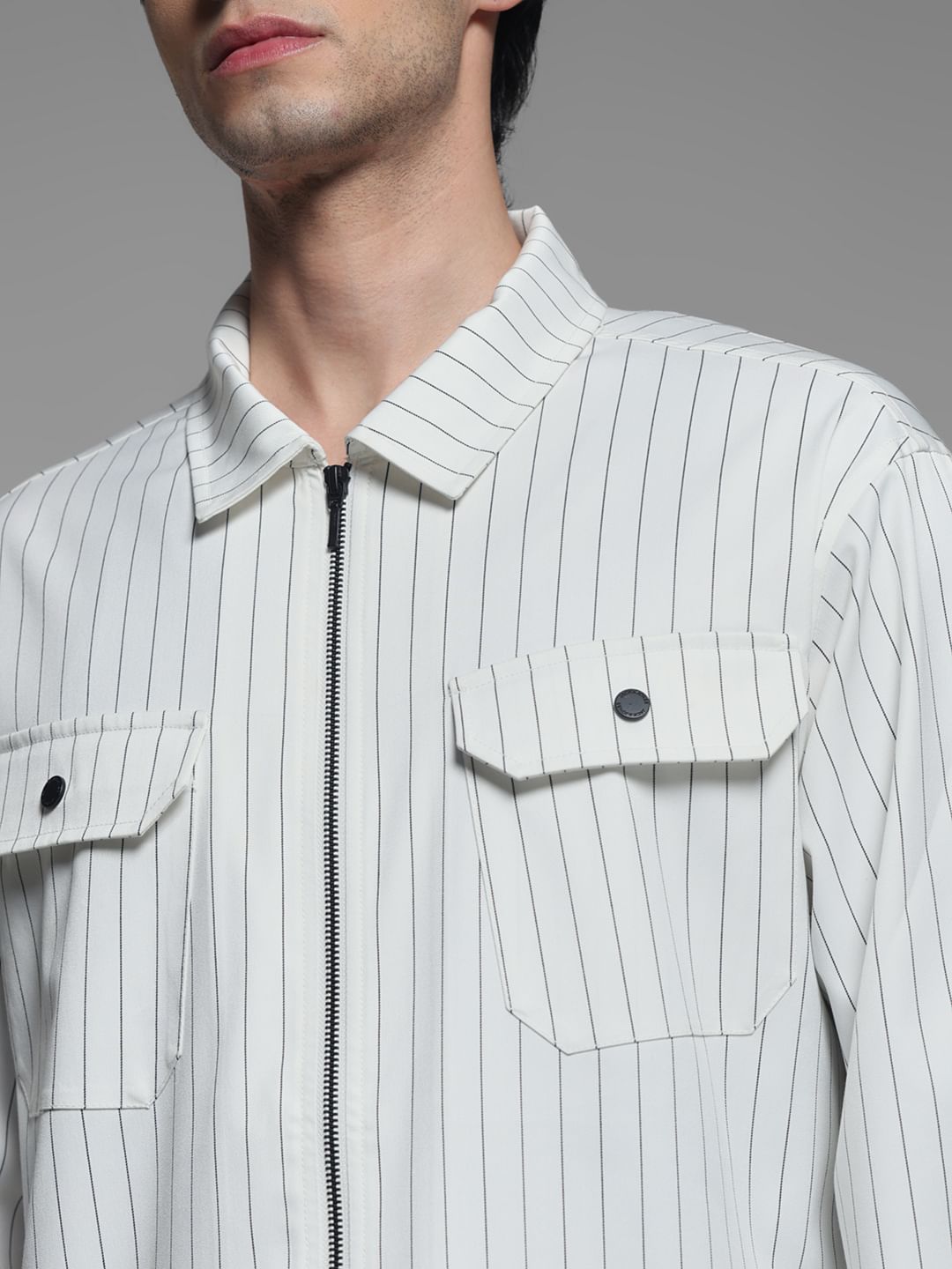 White Striped Oversized Shirt