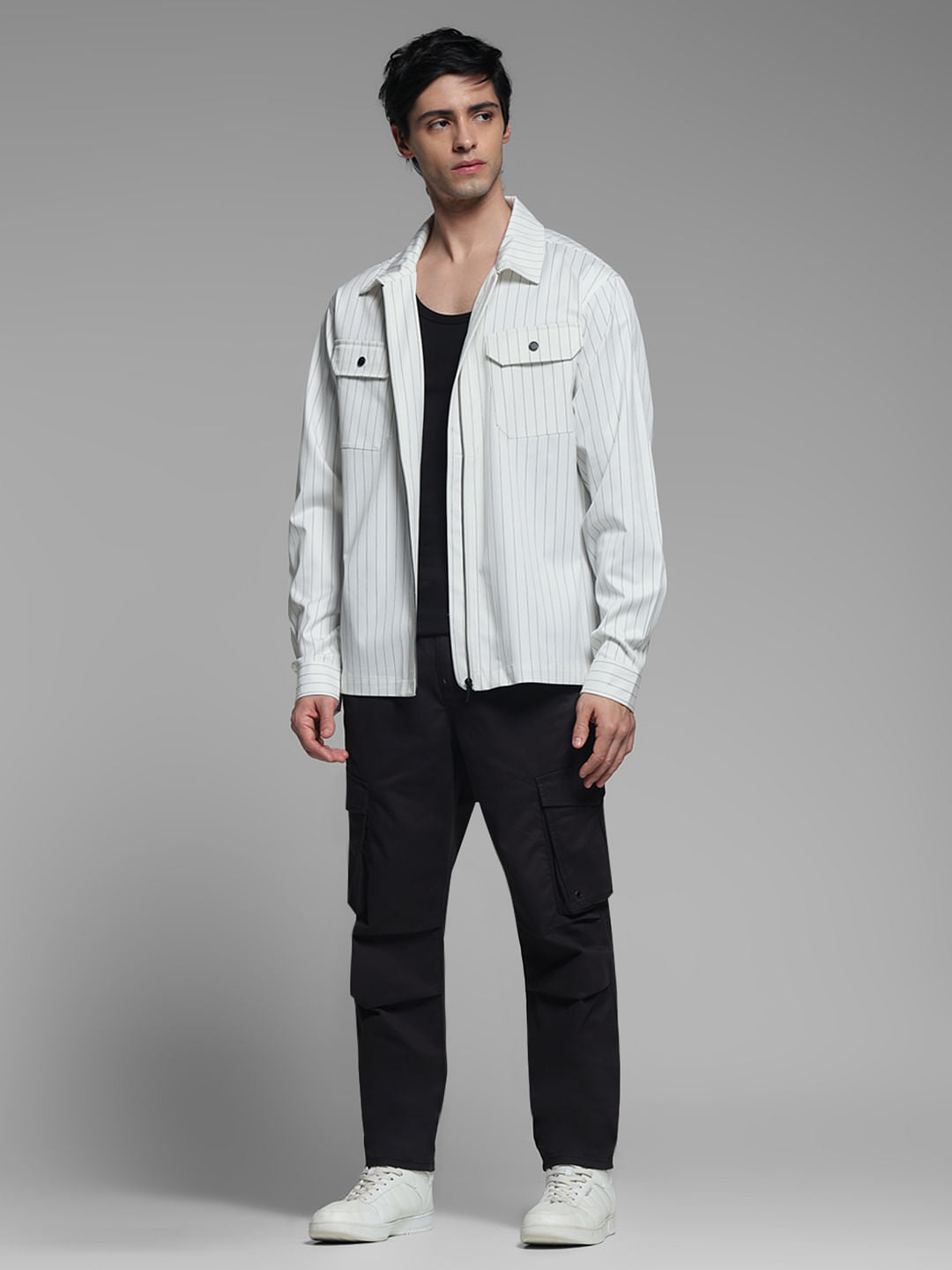 White Striped Oversized Shirt