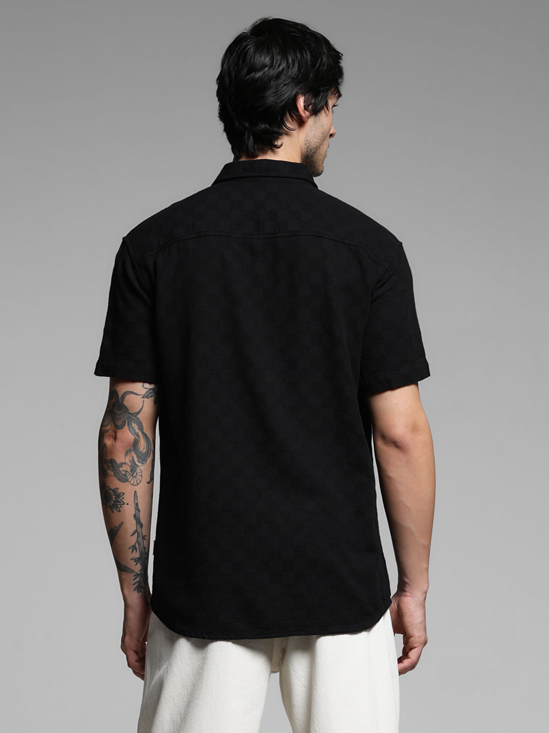 Black Textured Cotton Shirt