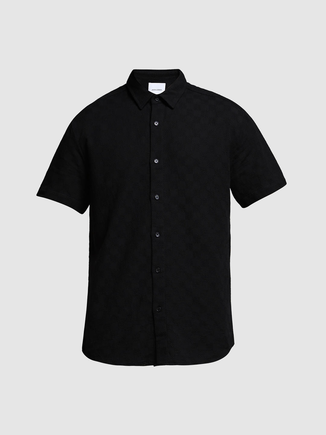 Black Textured Cotton Shirt