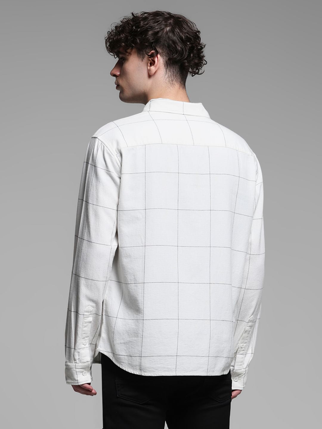 White Check Cotton Oversized Shirt